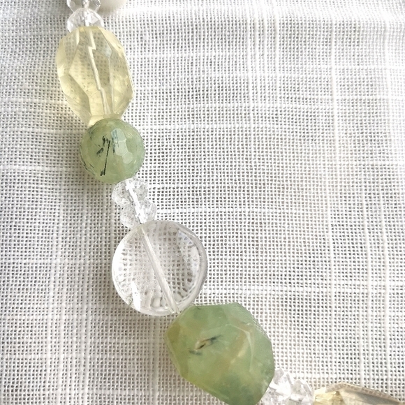 Green Prehnite Rock Crystal Quartz and Coin pearl necklace 🆕 - Picture 4 of 8